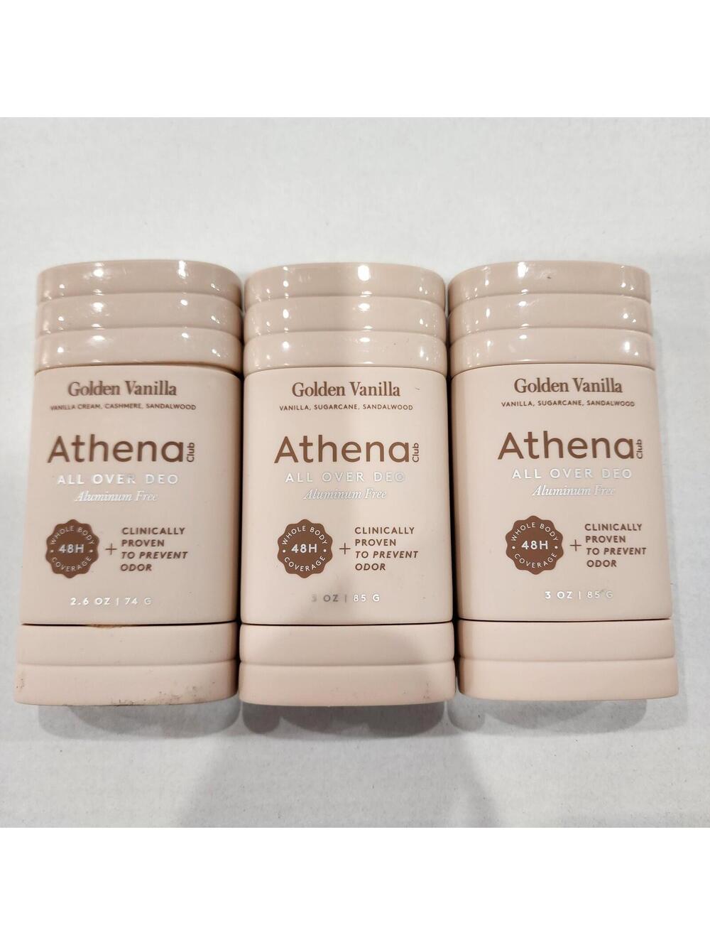 3 PK Golden Vanilla Athena Club All Over Deo Aluminum Free Sugar Cane Sandalwood